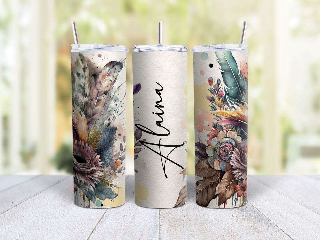 Double-Walled 20oz Skinny Tumbler with Straw